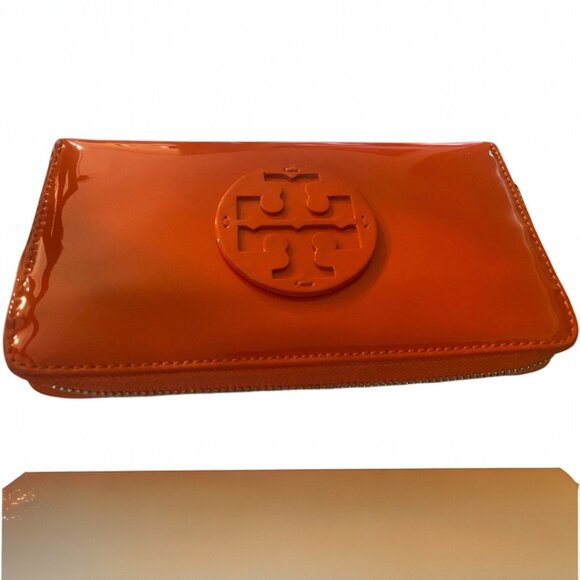 Tory Burch Deep Orange Patent Leather Wallet - Picture 2 of 7